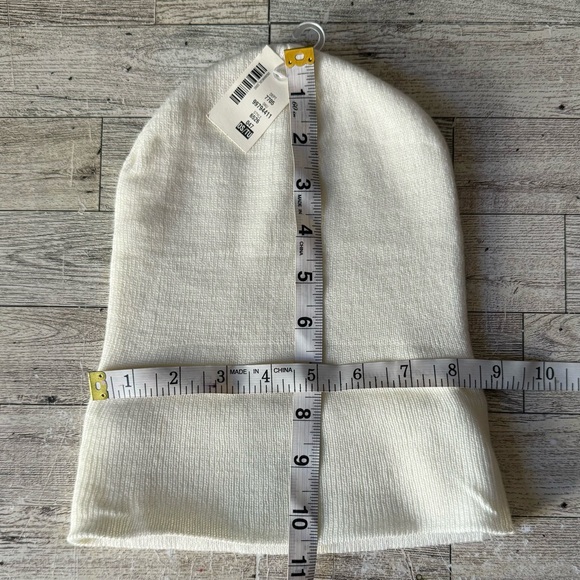 Upcycled, Neon Boo Bear, Knitted Ivory Beanie, Unisex - Picture 6 of 10